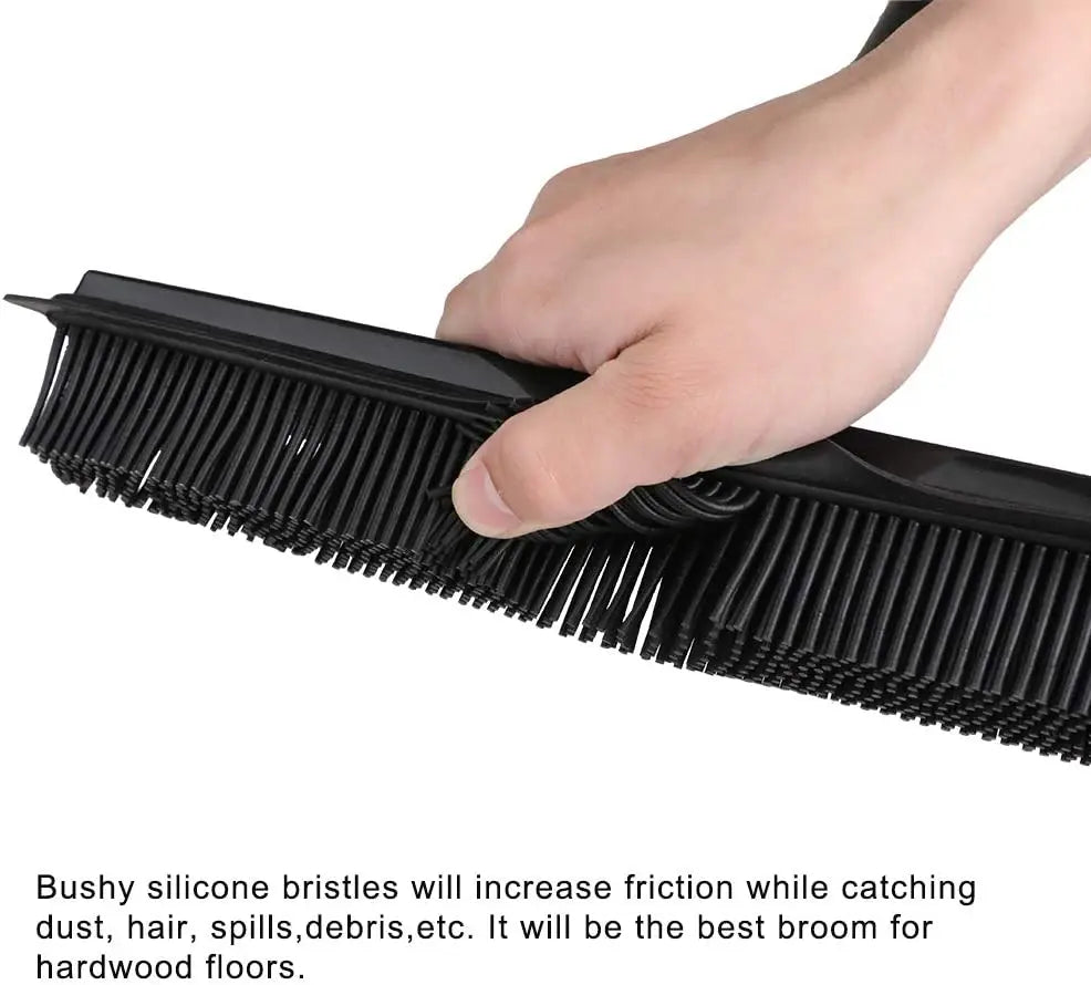 Pet Hair Rubber Broom Floor Brush for Carpet Dog Hair Remover with Built in Squeegee Silicone Broom Hair Remover Cleaning