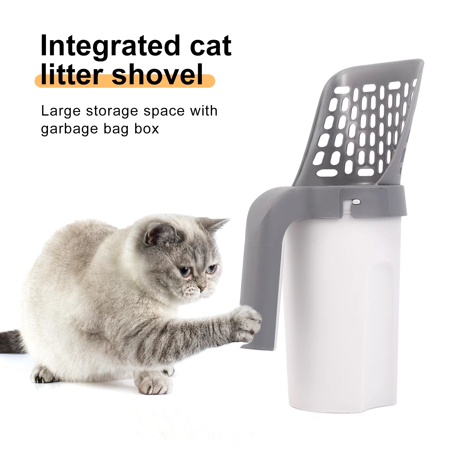 Cat Litter Shovel Scoop with Refill Bag for Pet Filter Clean Toilet Garbage Picker Cat Supplies Cat Litter Box Self Cleaning