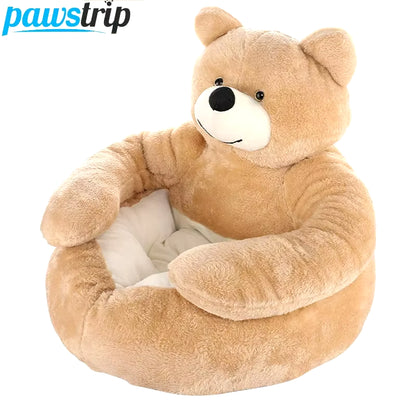 Semi-Enclosed Bear Pet Dog Bed Ultra Soft Cat Bed Detachable Plush Puppy Bed Winter Warm Sleeping Bed Mat Pet Product