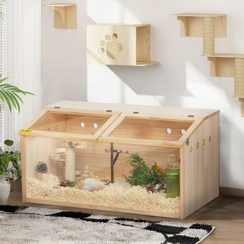 Geronima Wooden Hamster Cage Openable Top with Acrylic Panels